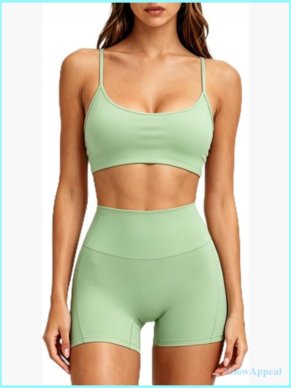 Y Back Padded Sports Tank & High Waisted Bike Short Set with Pockets
